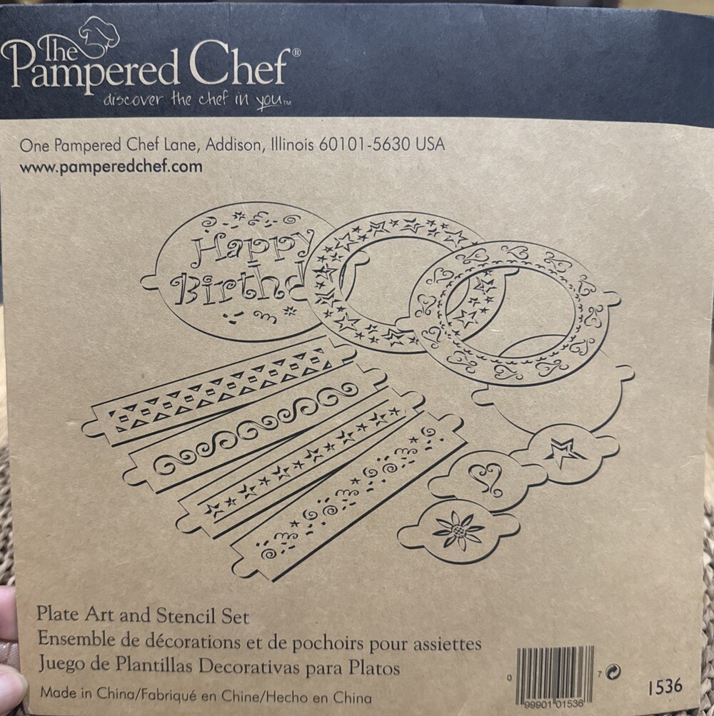 Pampered Chef #1536 Cake Stencil Set of 7 Patterns Balloons Borders Star Heart